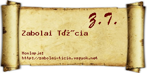Zabolai Tícia névjegykártya